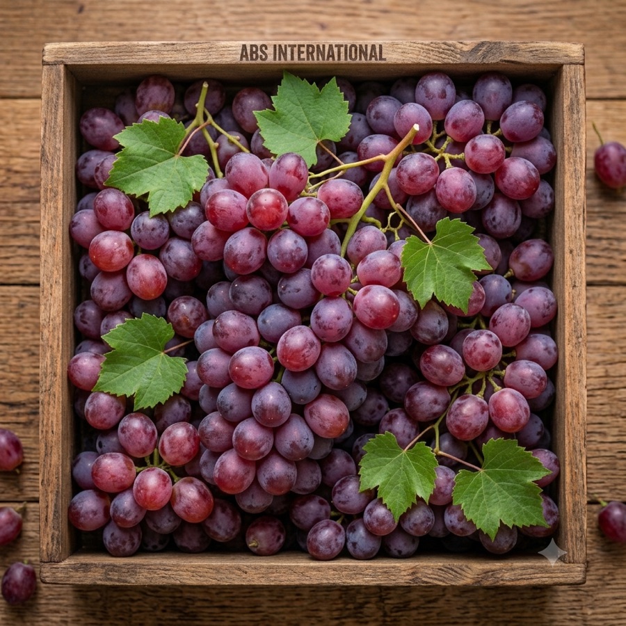 Crate of red table grapes