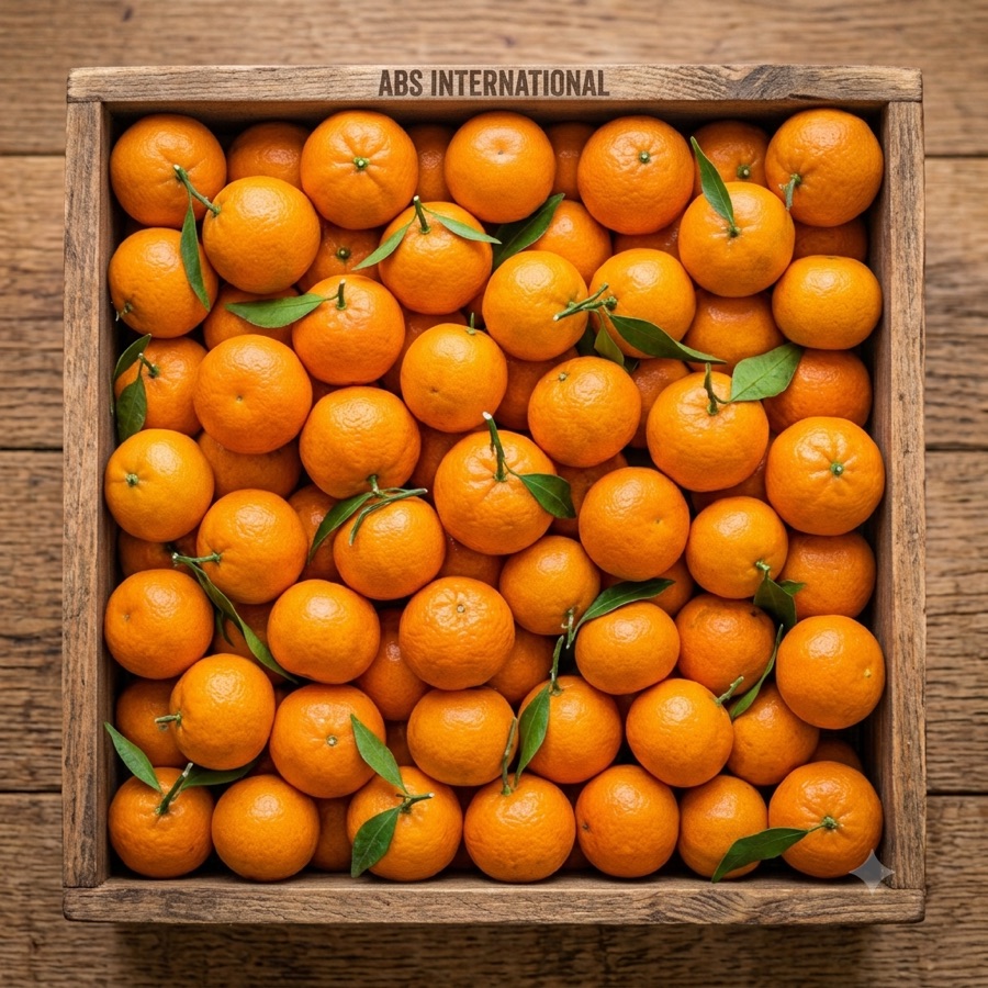 Crate of fresh mandarins